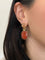 Carnelian and Clear Crystal Quartz 2 Stone Drop Earrings