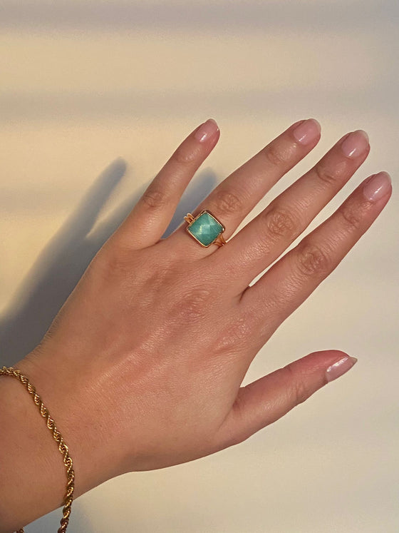 Alara Sky Blue Square Cat’s Eye Ring