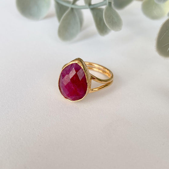 Isra Teardrop Ruby Ring