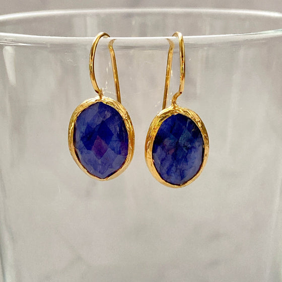 Aysha Oval Faceted Sapphire Earrings