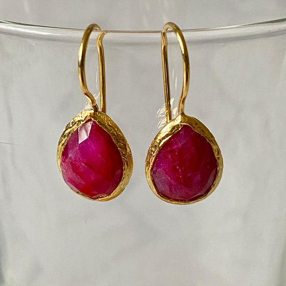 Isra Teardrop Ruby Earrings